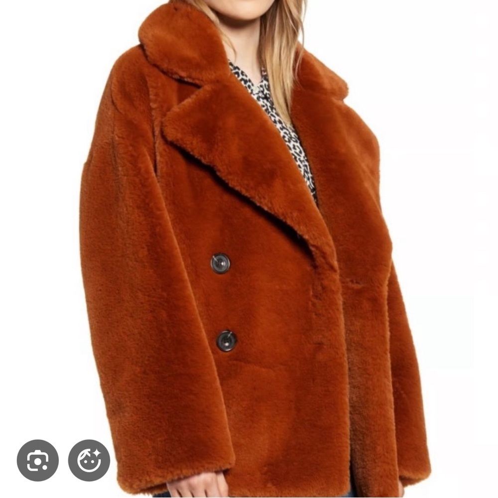Kenneth Cole Rich Brown Faux Fur Coat